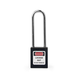 ONEBIZ Long Shackle Safety Padlock Black OB 14-BDG25DKD1K Thermoplastic Safety Padlock